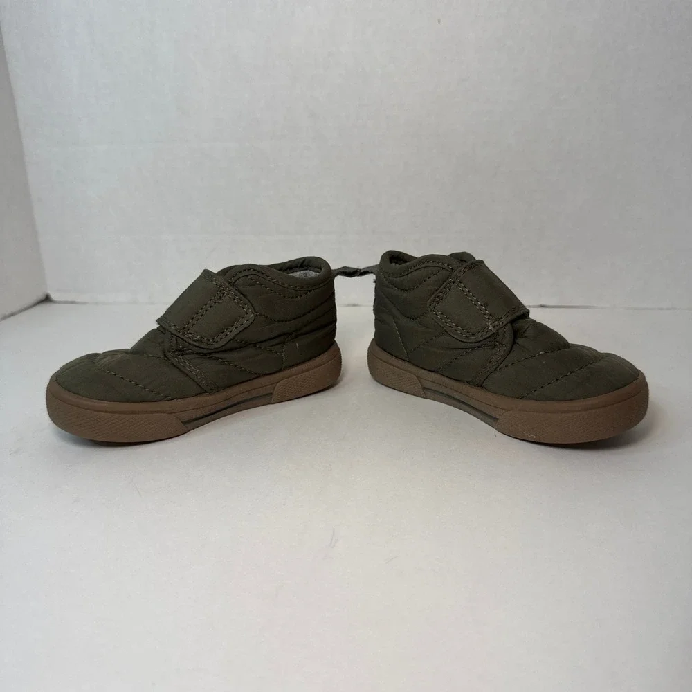 Carters Mateo Toddler Boys Olive Green Quilted High Top Sneaker Boots Size 5